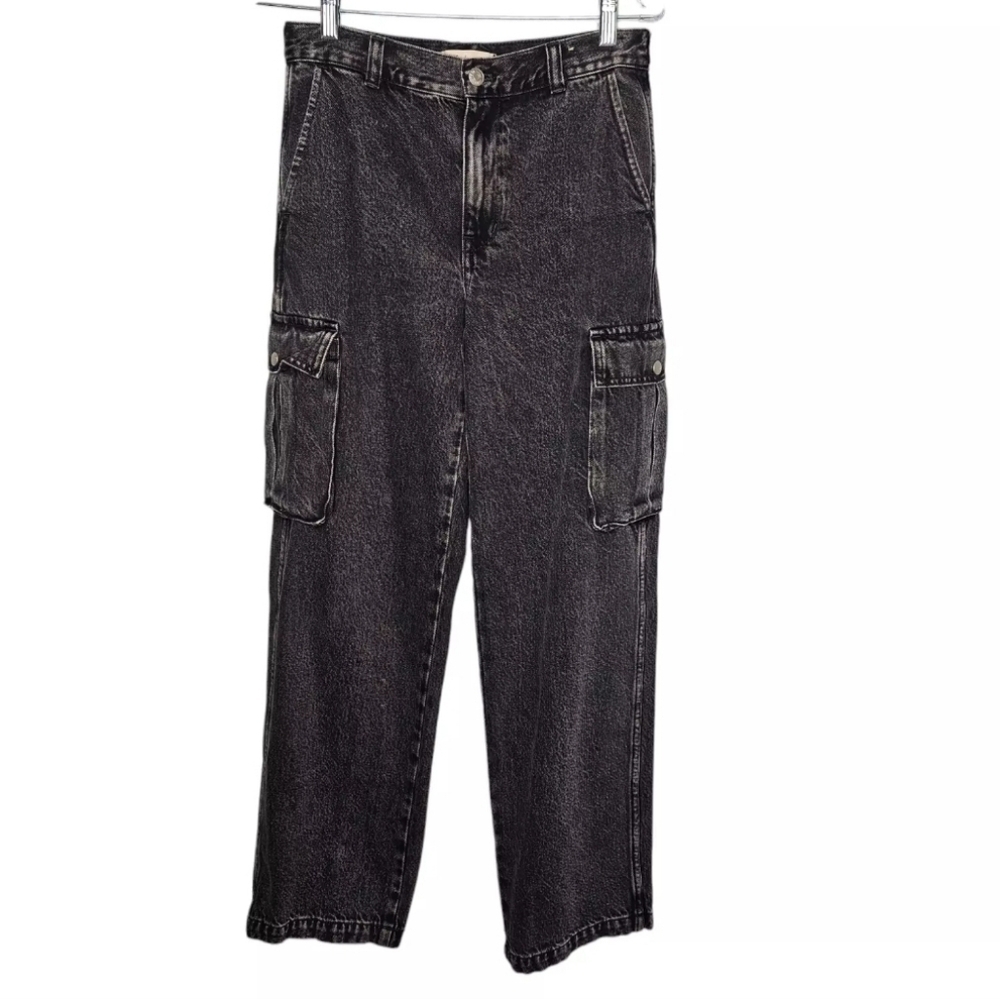 Madewell Low Slung Straight Cargo Jean 29 Faded Black Like New